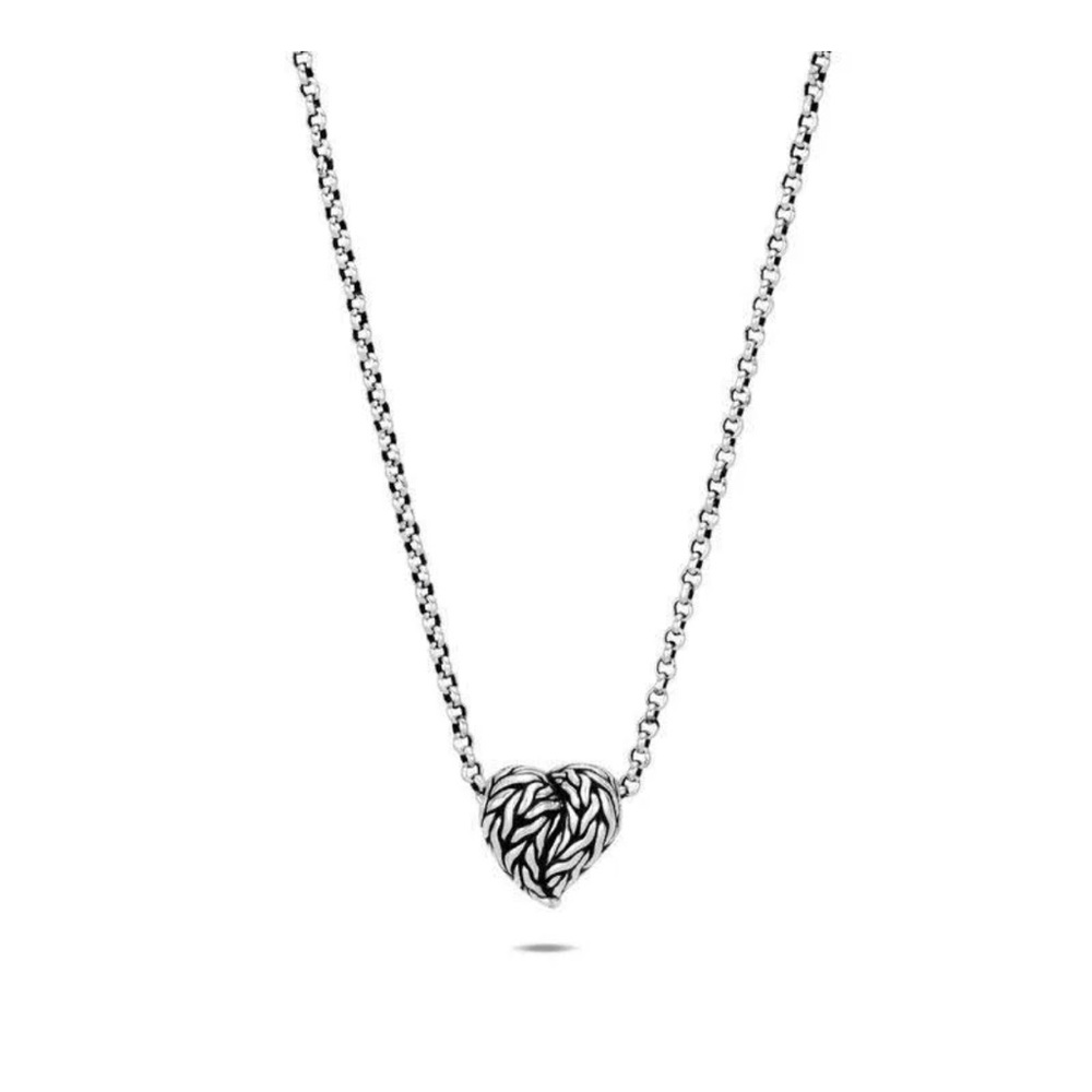 John Hardy classic chain heart with settings at 16/18/20 around neck.